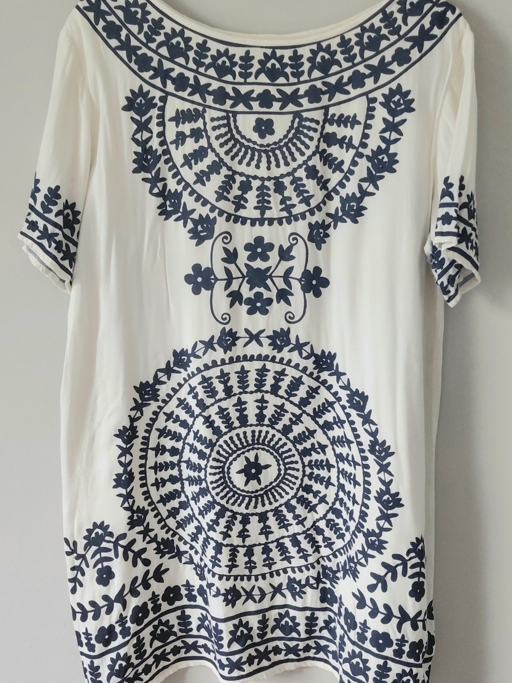 Buckhead Betties White and Navy Boho Midi Dress Size Large